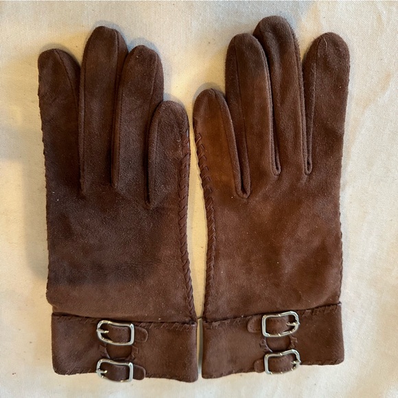 Coach Chestnut Brown Silk Whip Stitched Gloves - Picture 1 of 13